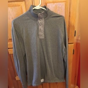 J Crew Men’s Broken In Fleece Grey Henley Sweater